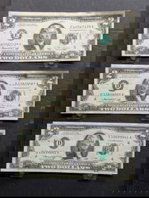 Lot of Three Vintage 1976 Series $2.00 Federal Reserve Notes