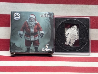 Limited Mintage 5 Grams .999 FINE SILVER Evil Santa Designed Bullion