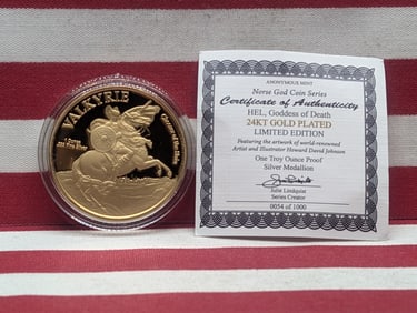Limited Norse God Series 24k Gold *LAYERED* 1 Oz. .999 FINE SILVER Goddess of Death HEL Designed