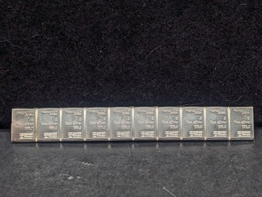 1 Gram Each .999 FINE SILVER Valcambi Miniature Art Bars (10 PCS Strip)