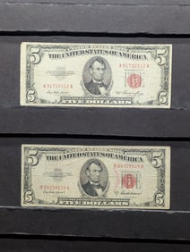 1953 & 1953-A Series $5.00 RED SEAL Banknotes