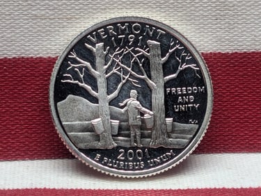 2001-S PROOF Vermont Statehood 90% Silver Quarter