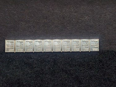 1 Gram Each .999 FINE SILVER Valcambi Miniature Art Bars (10 PCS Strip)