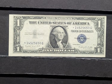 1935 G $1 Silver Certificate STAR Replacement note. Very scarce is a choice crisp uncirculated.