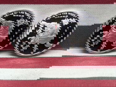 (2) 1/2 Oz. Each .999 FINE SILVER 2016 Chinese Year of the Monkey Designed Rounds