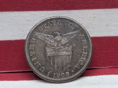 1909-S Philippines One Peso UNC, 80% Silver, 20 Gr.