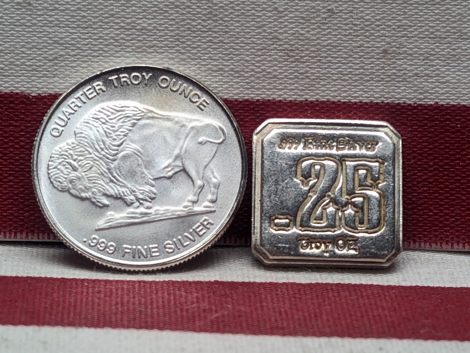 1/4 Oz. Each .999 FINE SILVER Various Designed Round & Art Bar (2 PCS) (1 of 2)