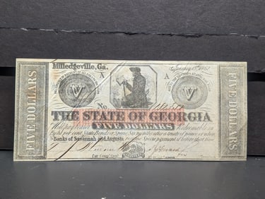 1862 Milledgeville Georgia $!. Signed. Great Southern States Civil War currency. GEM Crisp. As good
