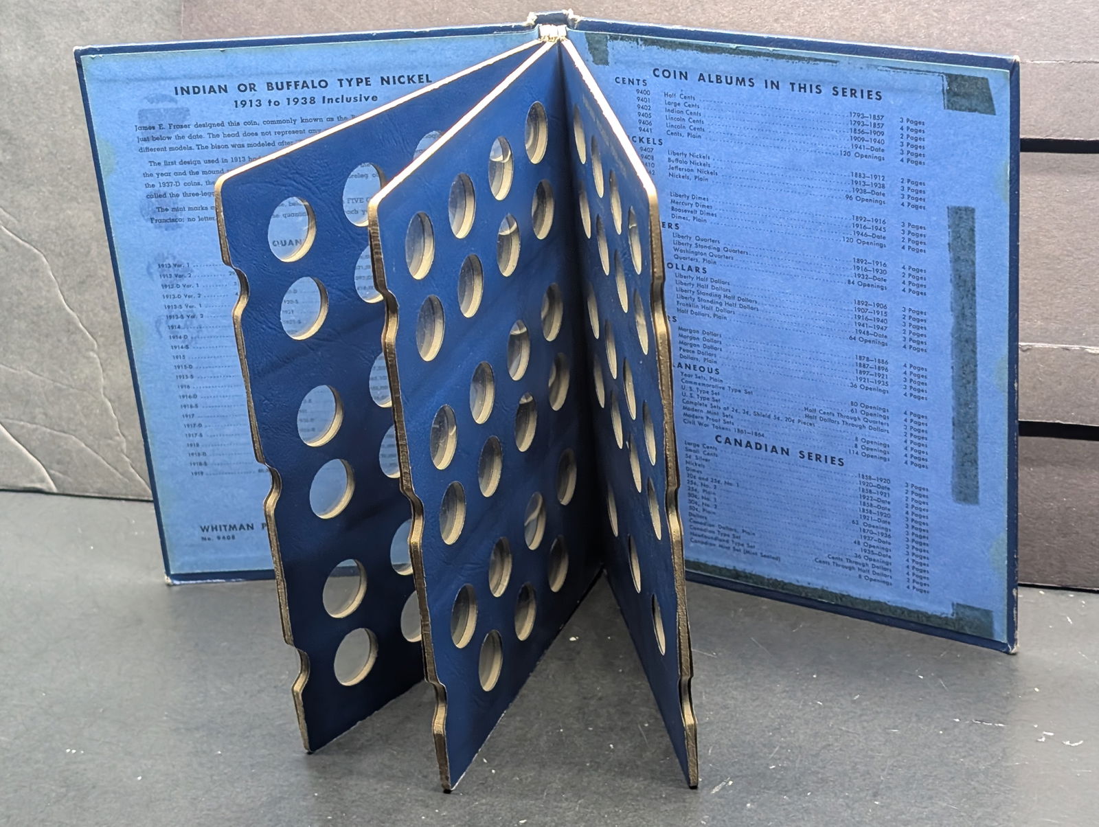 **NO COINS** Whitman Bookshelf Slide Album 9408 for the Complete Buffalo Nickel set. Nice used. (1 of 2)