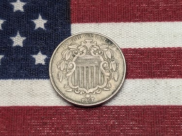 1867 Shield Nickel w/Rays, & Die Crack