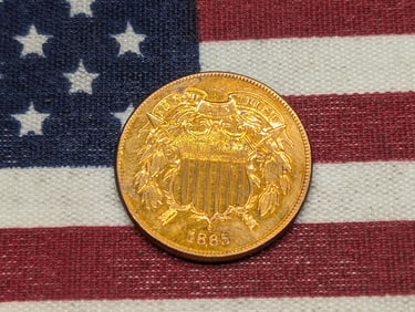 1865 Two Cent Piece With Visible "We" In Motto