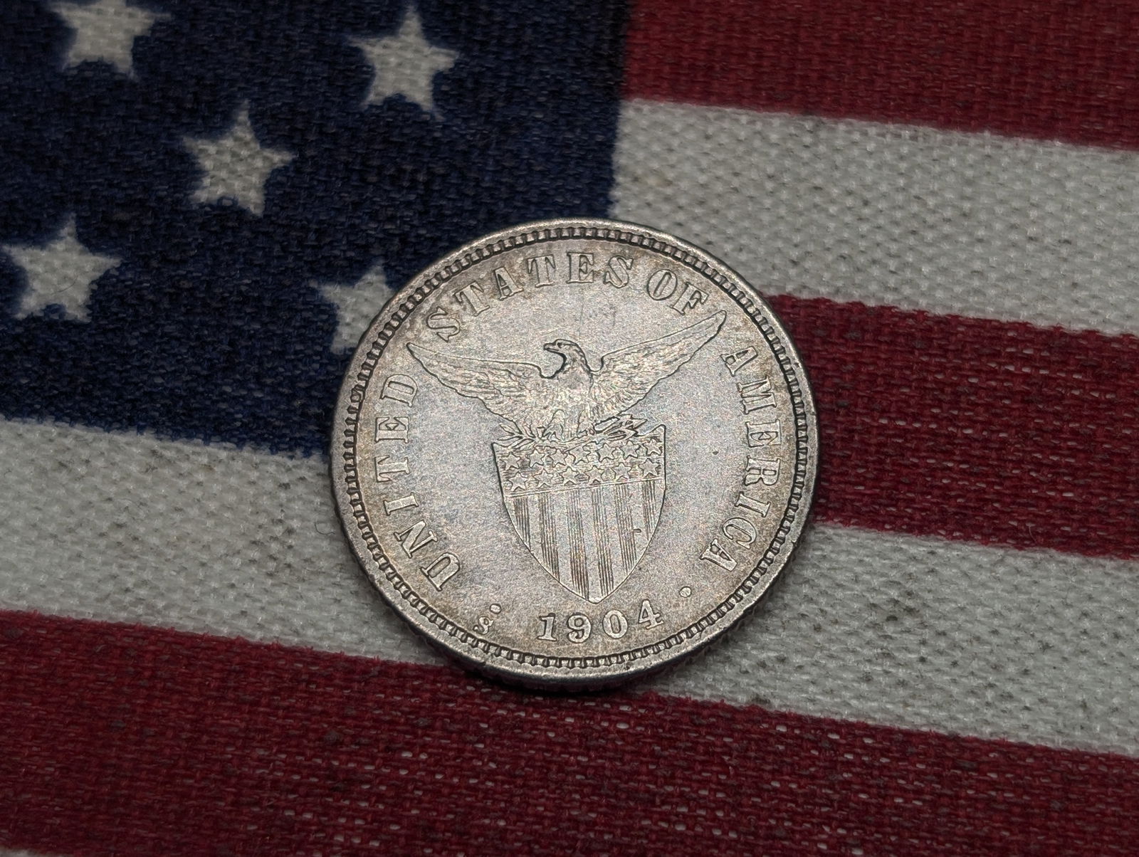 1904-S Philippines Ten Centavos, 90% Silver, 2.6924 Gr. (1 of 2)