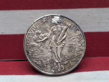 1947 Panama 1 Balboa Coin, 90% Silver, 26.73 Gr.