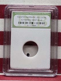 Authentic Gemstone!! Faceted .25+ Carat Deep Blue Sapphire!! - Slabbed by International Numismatic