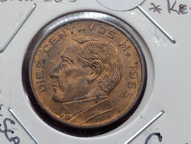 1955 Mexico 10 Centavos, Key Date In High Grade
