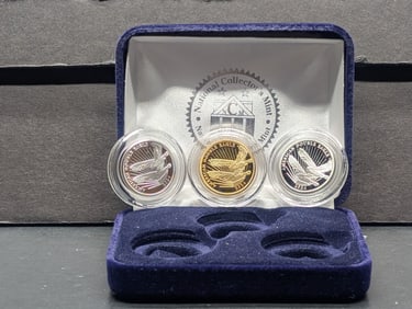 1/4 Oz. Each .999 PURE SILVER Cook's Island $2 Double Eagle Designed Coins in Display Box (3 PCS - 1