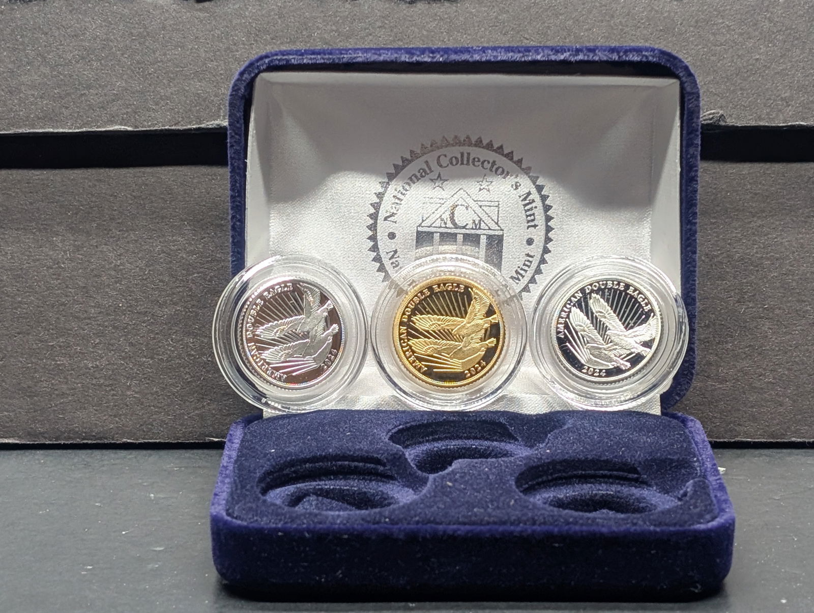 1/4 Oz. Each .999 PURE SILVER Cook's Island $2 Double Eagle Designed Coins in Display Box (3 PCS - 1 (1 of 3)