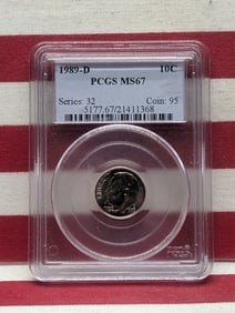 1989-D Roosevelt Dime - PCGS MS67