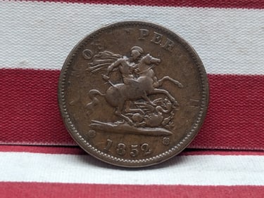 1852 Bank of Upper Canada One Cent token. Attractive color.