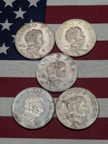 1973, 1974, 1976, & (2) 1977 Mexican 5 Pesos