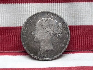 1884 England Half Crown. .925 Silver. VF, original, and attractive.