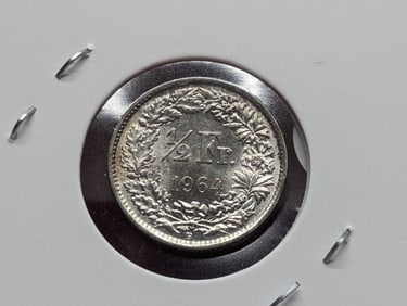 1964 B Switzerland 1/2 Franc, Silver Proof