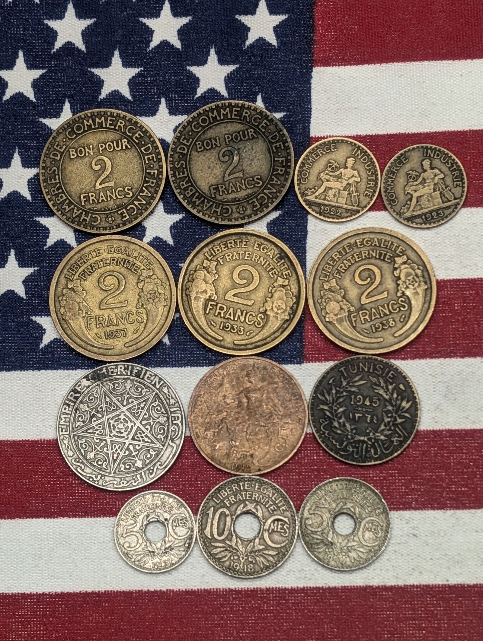 (13) Assorted French Foreign Coins, 1920s, 30s, & 40s Dates (1 of 7)