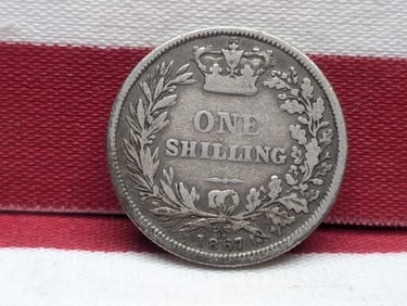 1867 England Shilling. Original VG. 925 silver.