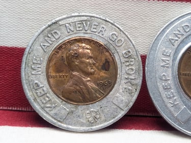 3 Encased Lincoln Wheat Cents: 1970-D Don Sherman (Political), 1953-D Rexall One Cent Sale, and 1963