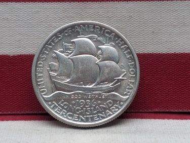 1936 Long Island Tercentenary 90% Silver Commemorative Half Dollar