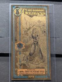 1/200th Troy Oz. 24k PURE GOLD 2023 $5.00 New Hampshire Goldback