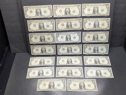 Lot of Twenty 1963 B Series $1.00 Joseph W. Barr Notes: Lot of Twenty 1963 B Series $1.00 Joseph W. Barr Notes