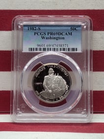 1982-S PROOF George Washington 90% Silver Half Dollar - PCGS PR69 DCAM