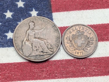 1877-B Switzerland 1 Rappen *RARE* & 1825 Great Britain Farthing *VF* (2 PCS)