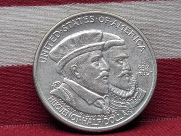 1924 Huguenot-Walloon Tercentenary 90% Silver Commemorative Half Dollar