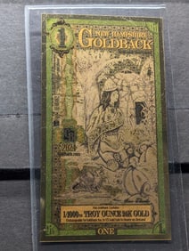 1/1000th Troy Oz. 24k PURE GOLD 2024 $1.00 New Hampshire Goldback