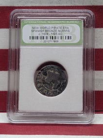 c. 1608-1695 AD New World Pirate Era Spanish Bronze Numis Coin - INB