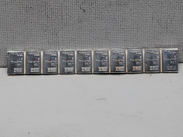 1 Gram Each .999 FINE SILVER Valcambi Miniature Art Bars (10 PCS Strip)