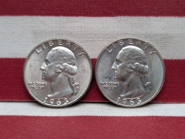 (2) 1963-D Washington Quarters, 90% Silver, UNC