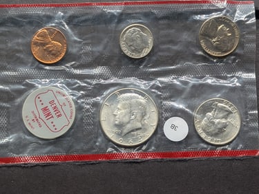1964-D US Uncirculated Mint Set w/Three 90% Silver Coins