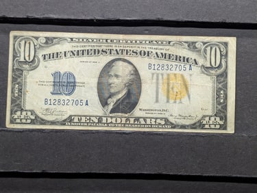 1934 A $10 Yellow Seal North Africa Silver Certificate
