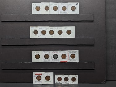 (19) Assorted Lincoln Wheat Cents & One Memorial Cent, Various Grades, Some Uncirculated
