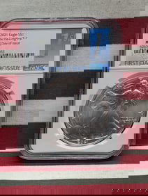 2021 MS-70 Silver Eagle First Day Of Issue NGC/Eagle Landing T-2