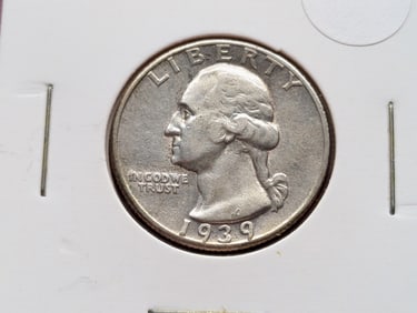 1939 Washington Quarter, Nice Details, 90% Silver