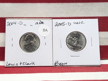 2004-D Lewis & Clark & 2005-D Bison Jefferson Nickels