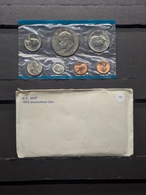 1974 -P Only U.S. Uncirculated Coin Set In OGP, No "D" Set, Includes IKE Dollar & 1974-S Lincoln