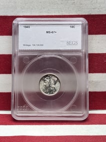 1945-P Mercury Dime In MS67Plus Segs Certified