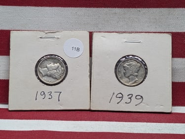 (2) Mercury Dimes 1937, 1939