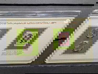 2008 P & D Uncirculated Sacagawea Dollars with Information Card & Stamp