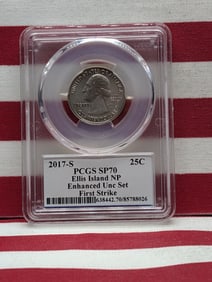 2017-S Ellis Island Washington Quarter, PCGS SP70 Enhanced UNC Set, First Strike